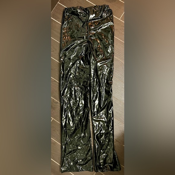 NWT Black High Waisted Vinyl Pants - Picture 3 of 6